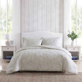 Tortola Reversible Cotton Slub Comforter Set - Printed Painterly Floral Bedding with Pillow Shams