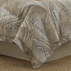 4-Piece Tommy Bahama Raffia Palms Brown Tropical Cotton Comforter Set - Reversible Slub Bedding with Bed Skirt and Shams