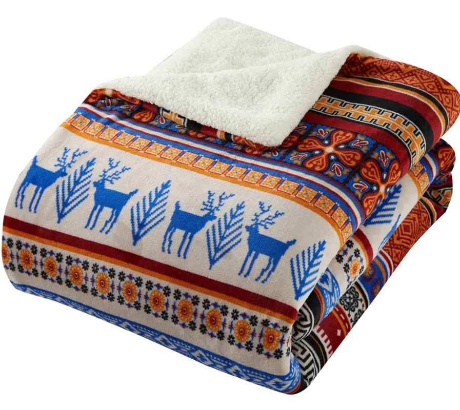 3 Piece Sherpa Comforter Set - Ultra-Soft Plaid Printed Bedding with Faux Shearling Reverse