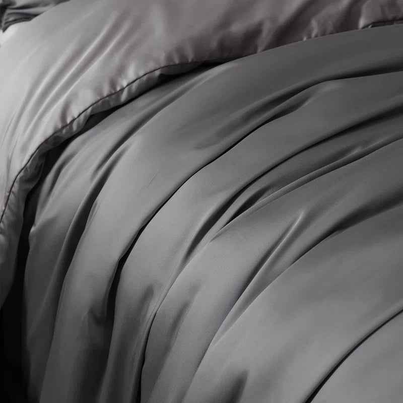 Noble Tencel Lyocell Reversible Comforter Set - Smooth Silky Bedding with Euro Shams and Decorative Pillows