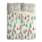 Christmas Tree Pattern Printed Polyester Comforter Set - Soft Holiday Bedding with Cream Backing
