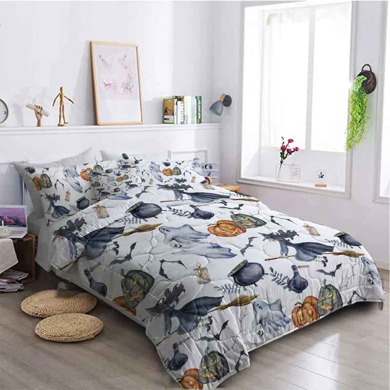 8-Piece Halloween Witch Pattern Bed in a Bag Set - King All-Season Comforter with Sheets, Shams, and Cushion Cover