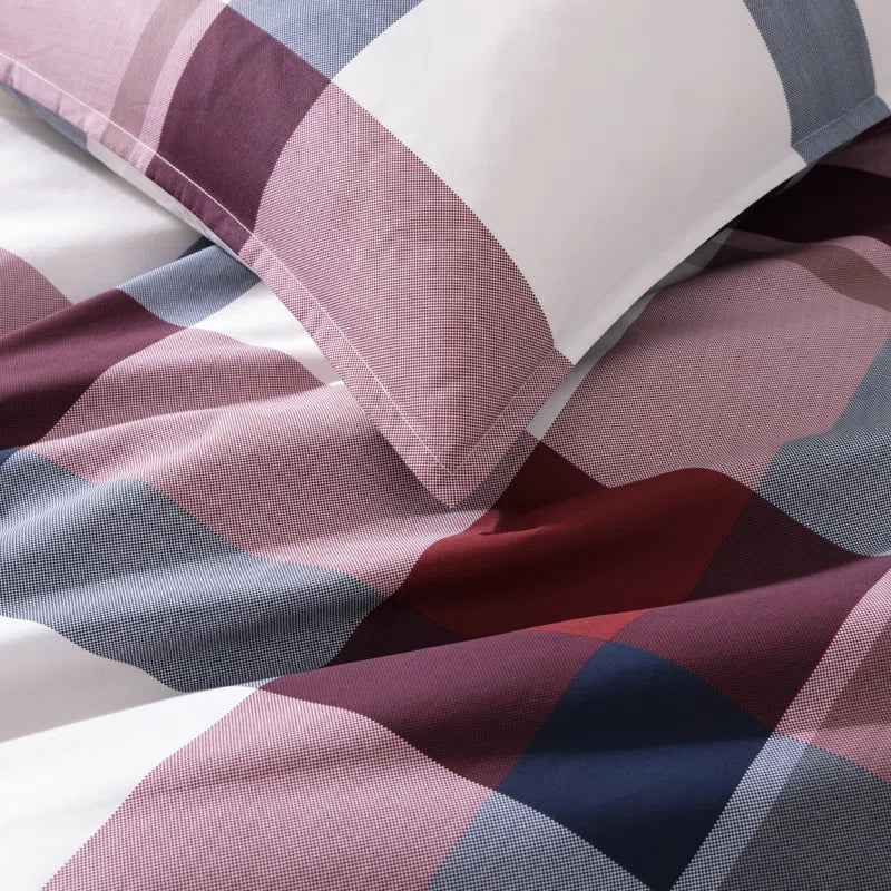 Tommy Hilfiger Prospect Park Plaid 100% Cotton Reversible Comforter Set - Navy Red and Ivory Bedding with Pillow Shams