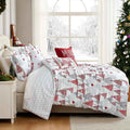 Merry and Bright Reversible Microfiber Comforter Set - Oversized Holiday Bedding with Pillow Shams and Decor Pillows