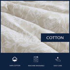 Tortola Reversible Cotton Slub Comforter Set - Printed Painterly Floral Bedding with Pillow Shams