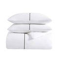 Vera Wang Zig Zag Embroidered White Cotton Sateen Comforter Set - 230 Thread Count Minimalist Bedding with Pillow Shams