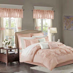 24-Piece Faux Silk Tufted Comforter Set - Complete Bedroom in a Bag with Sheet Set Decor Pillows and Window Drapes