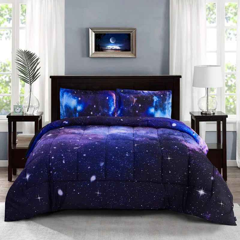 3D Reactive Print Microfiber Comforter Set - Hypoallergenic All-Season Reversible Bedding Set
