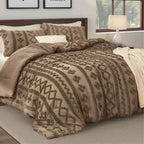 2-Piece Bedsure Beige Tufted Boho Twin Comforter Set - Shabby Farmhouse Jacquard Bedding with Embroidered Shams