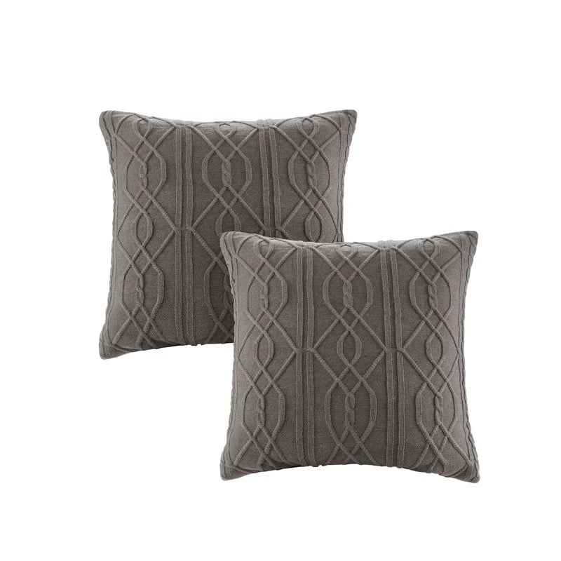 8-Piece Cotton Jacquard Plaid Comforter Set with Removable Insert - Urban Cabin Neutral Farmhouse Bedding with Euro Shams