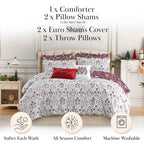 Holiday Harmony Reversible Microfiber Comforter Set - Oversized Winter Bedding with Pillow Shams and Decor Pillows