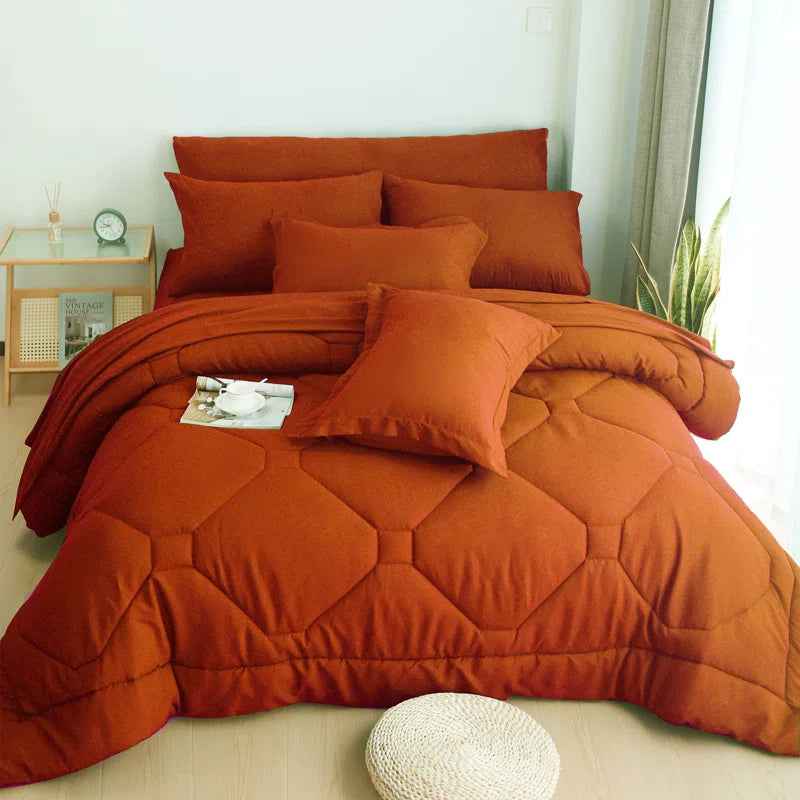8-Piece Modern Geometric Comforter Set with Sheets - All-Season Honeycomb Microfiber Bed in a Bag with Duvet Corner Loops
