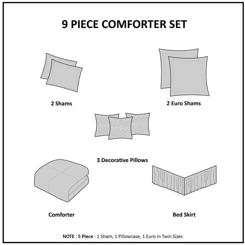 Complete Maible Floral Microfiber Comforter and Cotton Sheet Set - Bed in a Bag with Bed Skirt and Accent Pillow