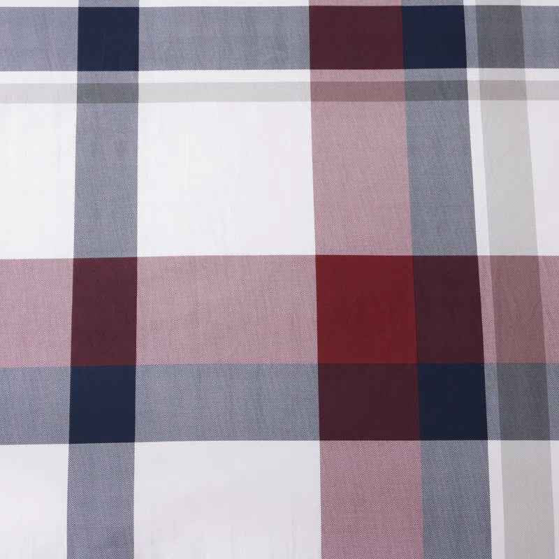 Tommy Hilfiger Prospect Park Plaid 100% Cotton Reversible Comforter Set - Navy Red and Ivory Bedding with Pillow Shams