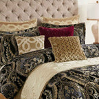 4-Piece Regal Chenille Jacquard Comforter Set - Croscill Julius Traditional Heavyweight Bedding with Shams and Bed Skirt