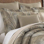 4-Piece Tommy Bahama Raffia Palms Brown Tropical Cotton Comforter Set - Reversible Slub Bedding with Bed Skirt and Shams