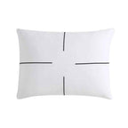 Vera Wang Zig Zag Embroidered White Cotton Sateen Comforter Set - 230 Thread Count Minimalist Bedding with Pillow Shams