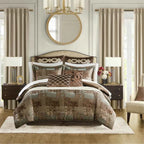 4-Piece Chenille Jacquard Comforter Set - Reversible Heavyweight Bedding with Shams and Satin Bed Skirt