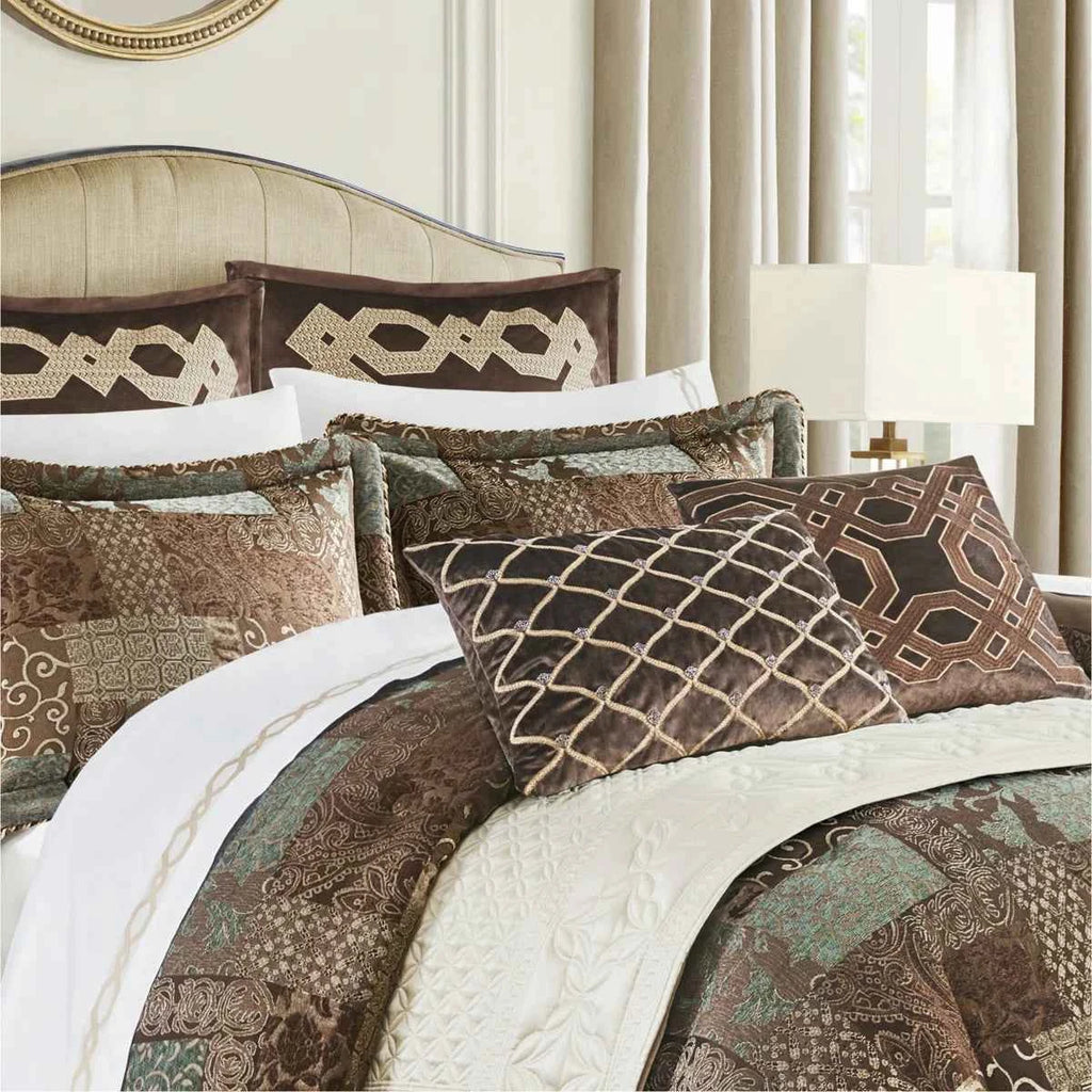 4-Piece Chenille Jacquard Comforter Set - Reversible Heavyweight Bedding with Shams and Satin Bed Skirt