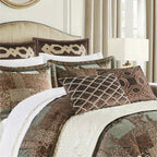 4-Piece Chenille Jacquard Comforter Set - Reversible Heavyweight Bedding with Shams and Satin Bed Skirt