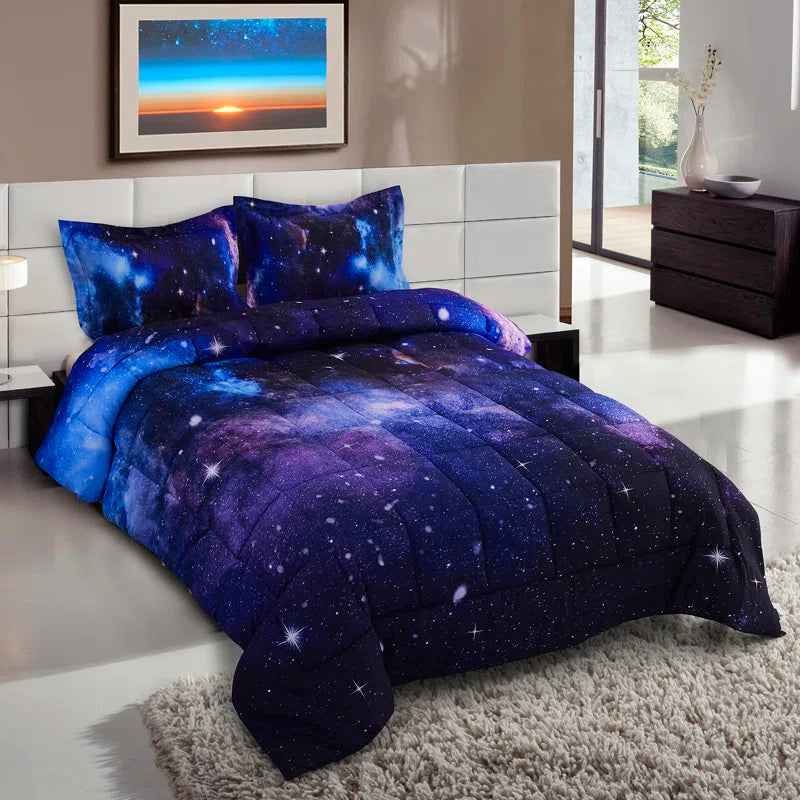 3D Reactive Print Microfiber Comforter Set - Hypoallergenic All-Season Reversible Bedding Set - Lesvorace