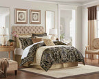 4-Piece Regal Chenille Jacquard Comforter Set - Croscill Julius Traditional Heavyweight Bedding with Shams and Bed Skirt