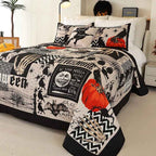 3-Piece Halloween Quilt Set - Festive Spooky Printed Reversible Bedspread with Pillow Shams