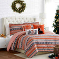 Cozy Cottage Red Pink and Blue Reversible Microfiber Comforter Set - Soft Down Alternative Bedding with Pillow Shams