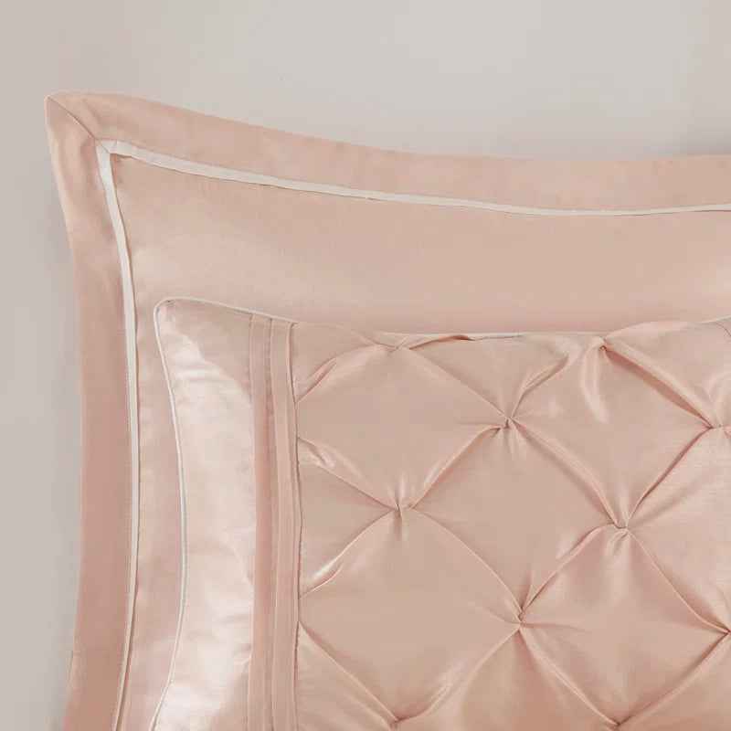 24-Piece Faux Silk Tufted Comforter Set - Complete Bedroom in a Bag with Sheet Set Decor Pillows and Window Drapes