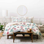 Christmas Tree Pattern Printed Polyester Comforter Set - Soft Holiday Bedding with Cream Backing