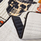 3-Piece Halloween Quilt Set - Festive Spooky Printed Reversible Bedspread with Pillow Shams