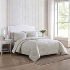 Tortola Reversible Cotton Slub Comforter Set - Printed Painterly Floral Bedding with Pillow Shams