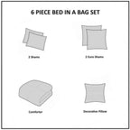 6-Piece Tufted Embroidered Cotton Reversible Comforter Set - Ivory Medallion Bedding with Euro Shams and Decor Pillow