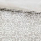 6-Piece Tufted Embroidered Cotton Reversible Comforter Set - Ivory Medallion Bedding with Euro Shams and Decor Pillow