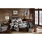 8-Piece Cotton Jacquard Plaid Comforter Set with Removable Insert - Urban Cabin Neutral Farmhouse Bedding with Euro Shams
