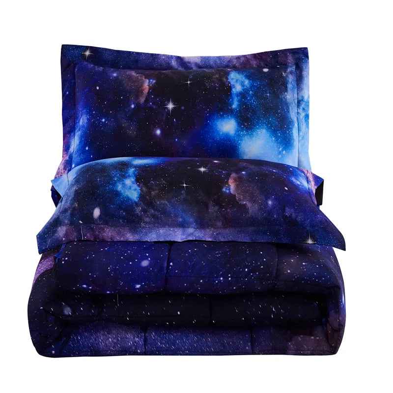 3D Reactive Print Microfiber Comforter Set - Hypoallergenic All-Season Reversible Bedding Set