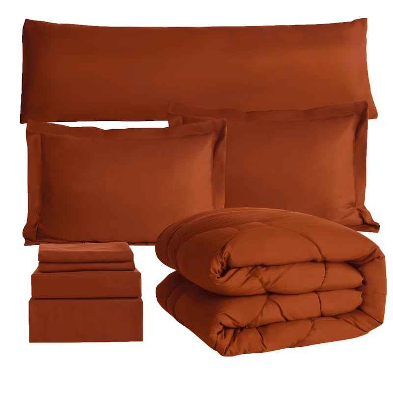 8-Piece Modern Geometric Comforter Set with Sheets - All-Season Honeycomb Microfiber Bed in a Bag with Duvet Corner Loops