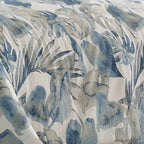 Coast Blue Watercolor Tropical Foliage Cotton Comforter Set - Coastal Bedding with Pillow Shams