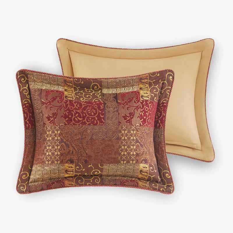 4-Piece Patchwork Chenille Jacquard Comforter Set - Warm Deep-Toned Heavyweight Bedding with Shams and Bed Skirt
