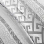 7-Piece Navy Blue Traditional Geometric King Comforter Set - Complete Bedding Ensemble with Pillows and Bed Skirt