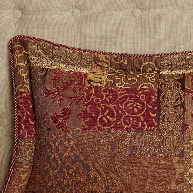 4-Piece Patchwork Chenille Jacquard Comforter Set - Warm Deep-Toned Heavyweight Bedding with Shams and Bed Skirt