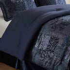 4-Piece Patchwork Chenille Jacquard Comforter Set - Warm Deep-Toned Heavyweight Bedding with Shams and Bed Skirt