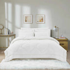 8-Piece Modern Geometric Comforter Set with Sheets - All-Season Honeycomb Microfiber Bed in a Bag with Duvet Corner Loops