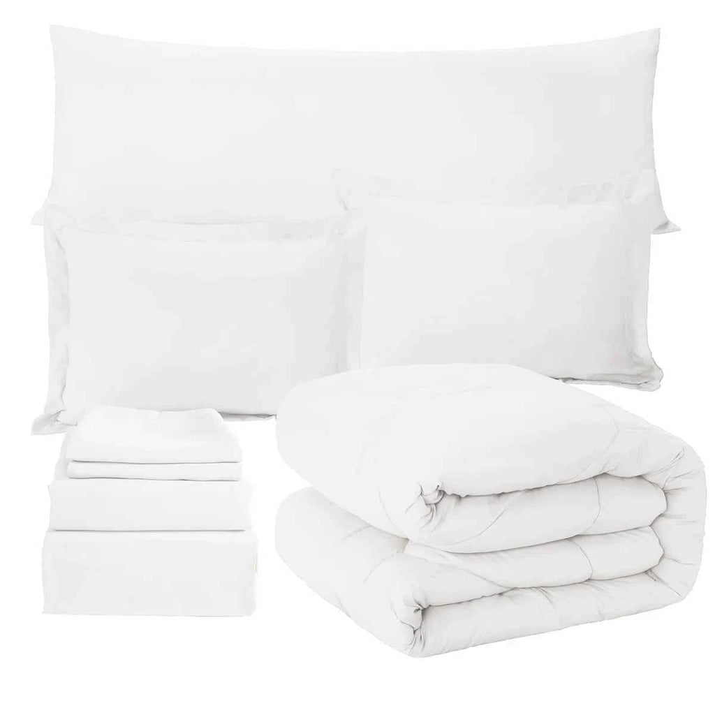 8-Piece Modern Geometric Comforter Set with Sheets - All-Season Honeycomb Microfiber Bed in a Bag with Duvet Corner Loops