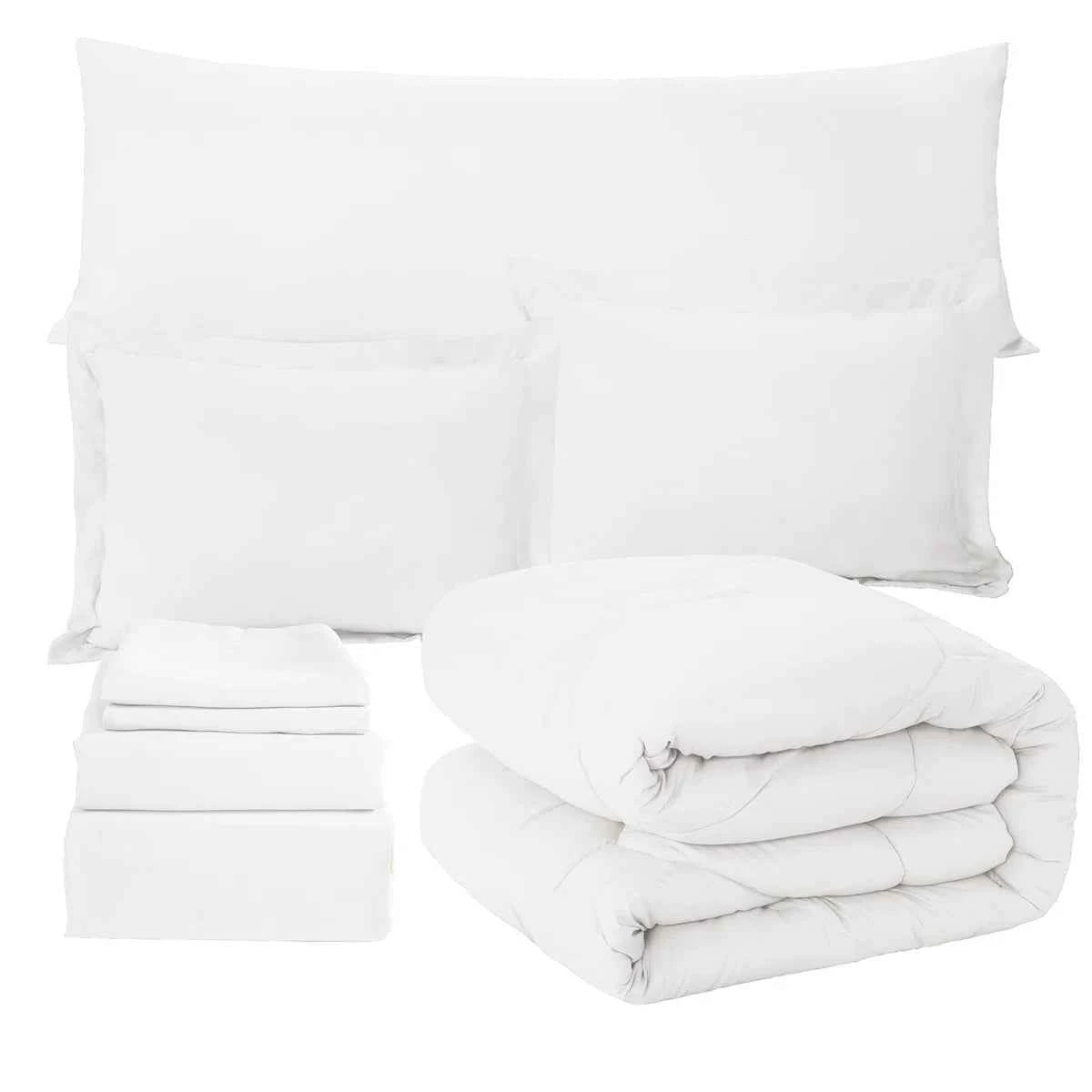 8-Piece Modern Geometric Comforter Set with Sheets - All-Season Honeycomb Microfiber Bed in a Bag with Duvet Corner Loops