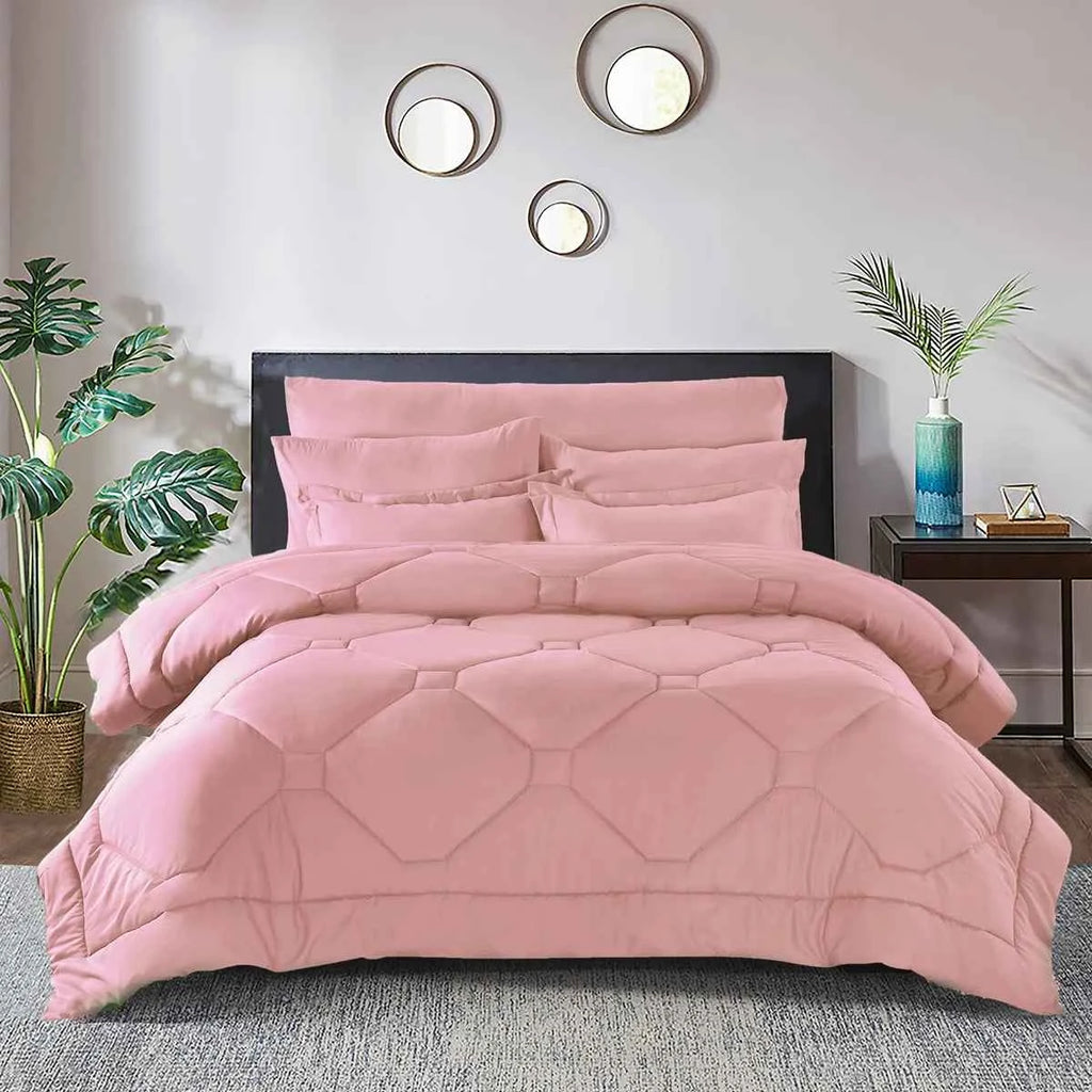 8-Piece Modern Geometric Comforter Set with Sheets - All-Season Honeycomb Microfiber Bed in a Bag with Duvet Corner Loops