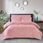 8-Piece Modern Geometric Comforter Set with Sheets - All-Season Honeycomb Microfiber Bed in a Bag with Duvet Corner Loops