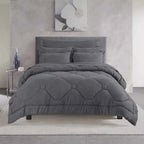 8-Piece Modern Geometric Comforter Set with Sheets - All-Season Honeycomb Microfiber Bed in a Bag with Duvet Corner Loops