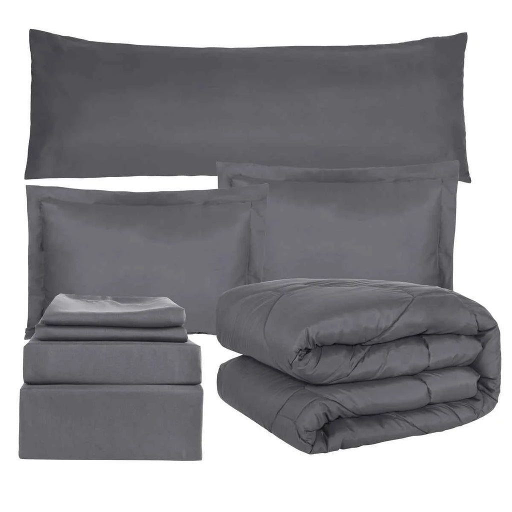 8-Piece Modern Geometric Comforter Set with Sheets - All-Season Honeycomb Microfiber Bed in a Bag with Duvet Corner Loops
