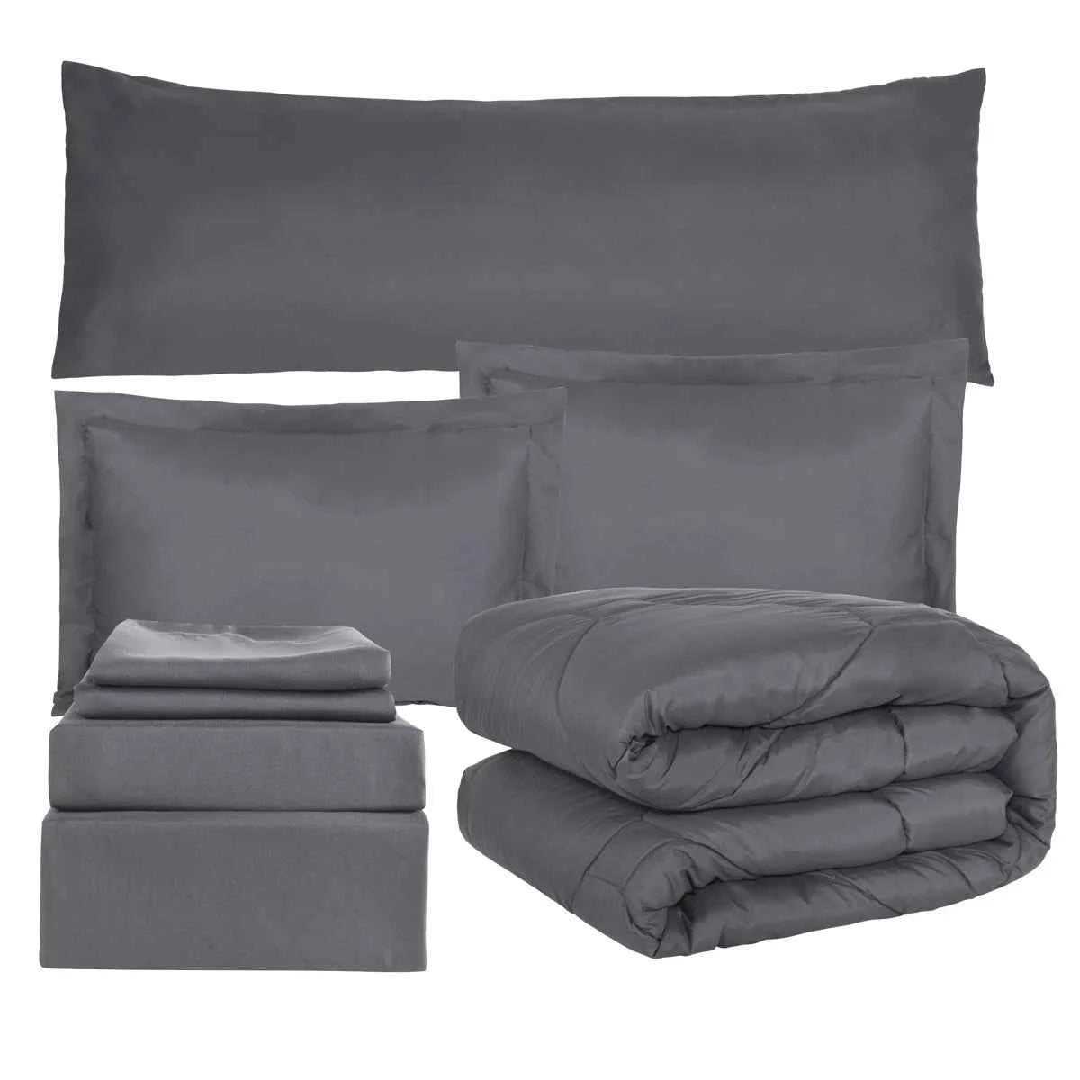 8-Piece Modern Geometric Comforter Set with Sheets - All-Season Honeycomb Microfiber Bed in a Bag with Duvet Corner Loops